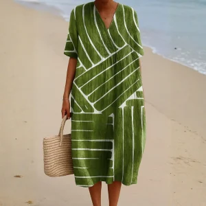 Eira - Vestido Verde com Padrão Geométrico